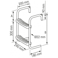 Echelle inox pour ponton 2 échelons crosses 245mm