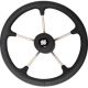 Volant V70 Argent et Noir 5 branches Inox Ø : 350 mm/13,8"