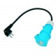 Female adapter + 16A P17 / male extension 2 p + T