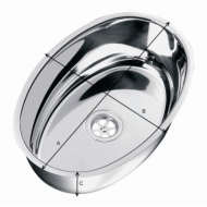 Evier inox oval 385 x 265 x 130 mm